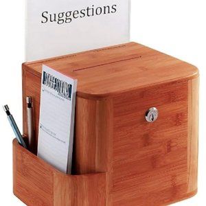 Safco Bamboo Suggestion Box 4237CY  10 X 8 X 14 Cherry